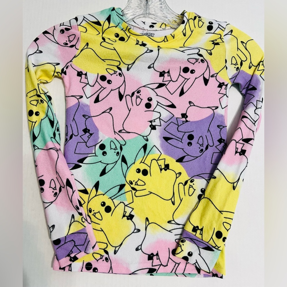 Pokémon Colorful Pikachu Girls Long Sleeve Pajama Top